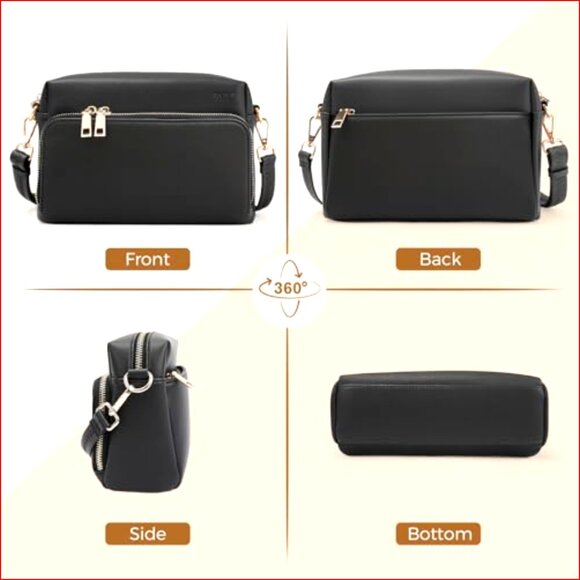 Vegan Leather Crossbody Bag with Adjustable Strap, Waterproof Microfiber - Picture 6 of 7